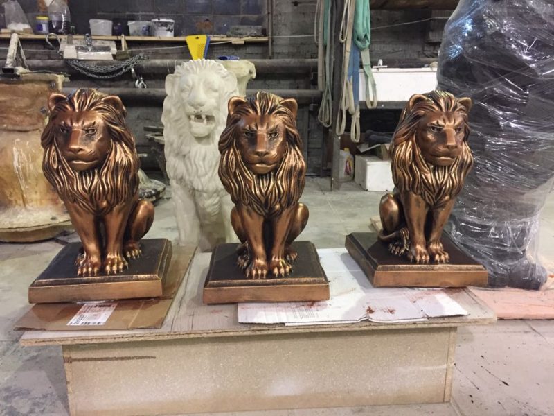 Скульптура из бетона Малый лев в бронзе (45 см) 17 статуи львов