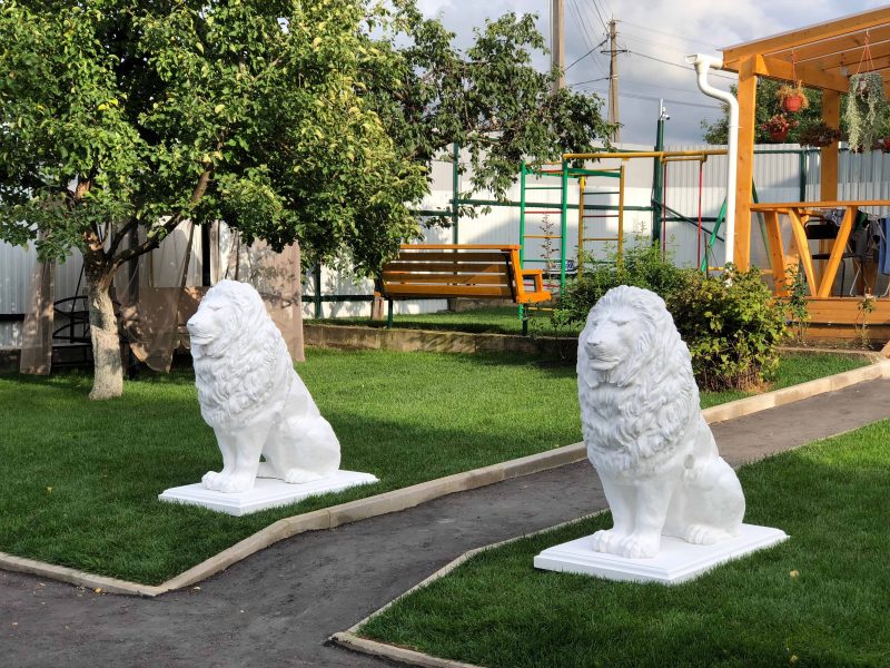 скульпутры львов у дома