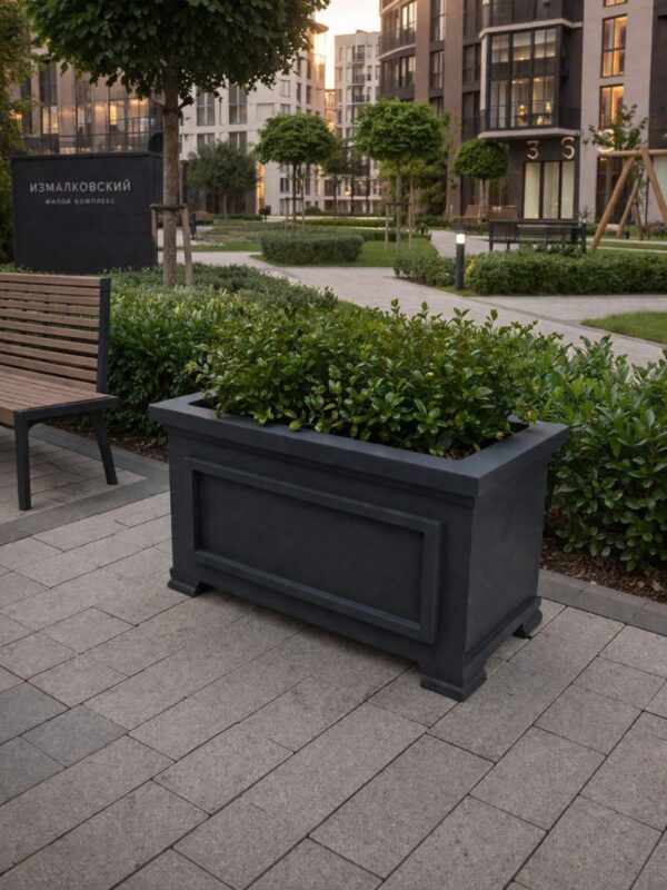 Alternative view of Кашпо прямоугольное на ножках. Черный
