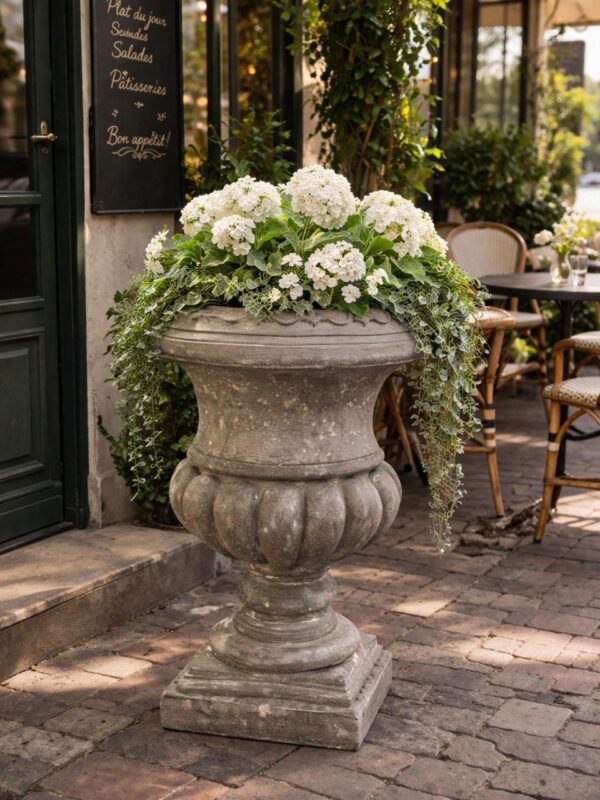 Alternative view of Вазон Римская чаша удлиненная в сером бетоне Ø48 H77 см