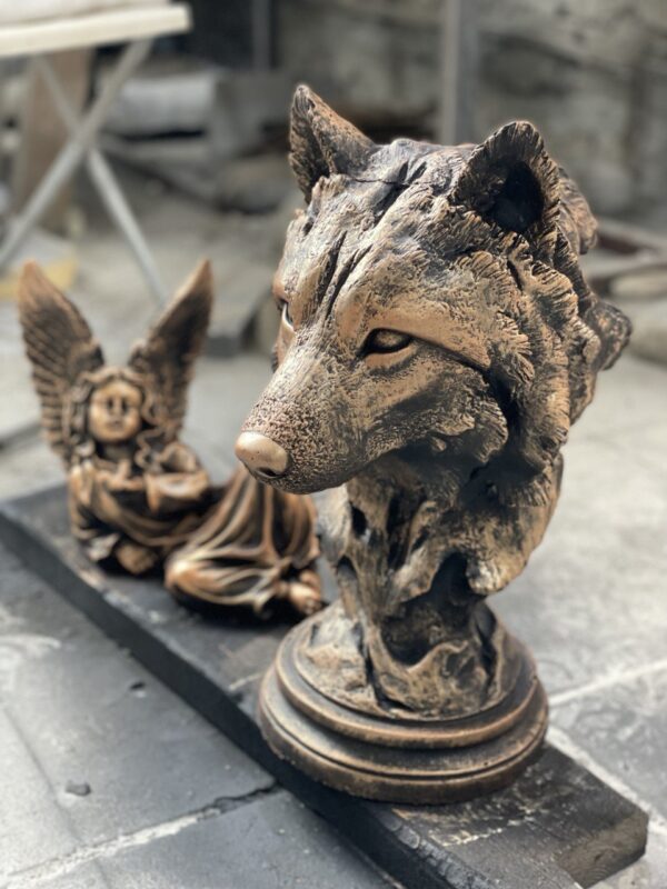 Волк (42см) бронзовый 8 бетонная голова волка