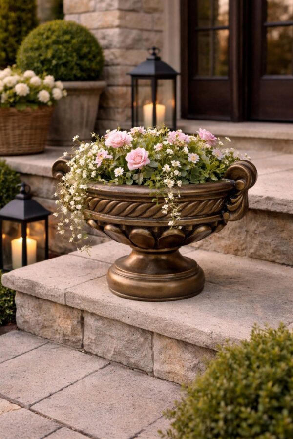 Вазон "Античная ваза" Ø42 H30 см — бронзовый