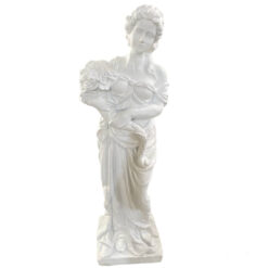 Скульптура девушки из бетона — Итальянка с букетом. Белая (118 см) (4)