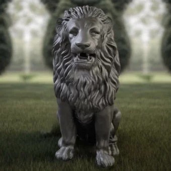Скульптуры львов в Белгороде 20 Скульптура льва из бетона — Королевский лев в черном (85см)