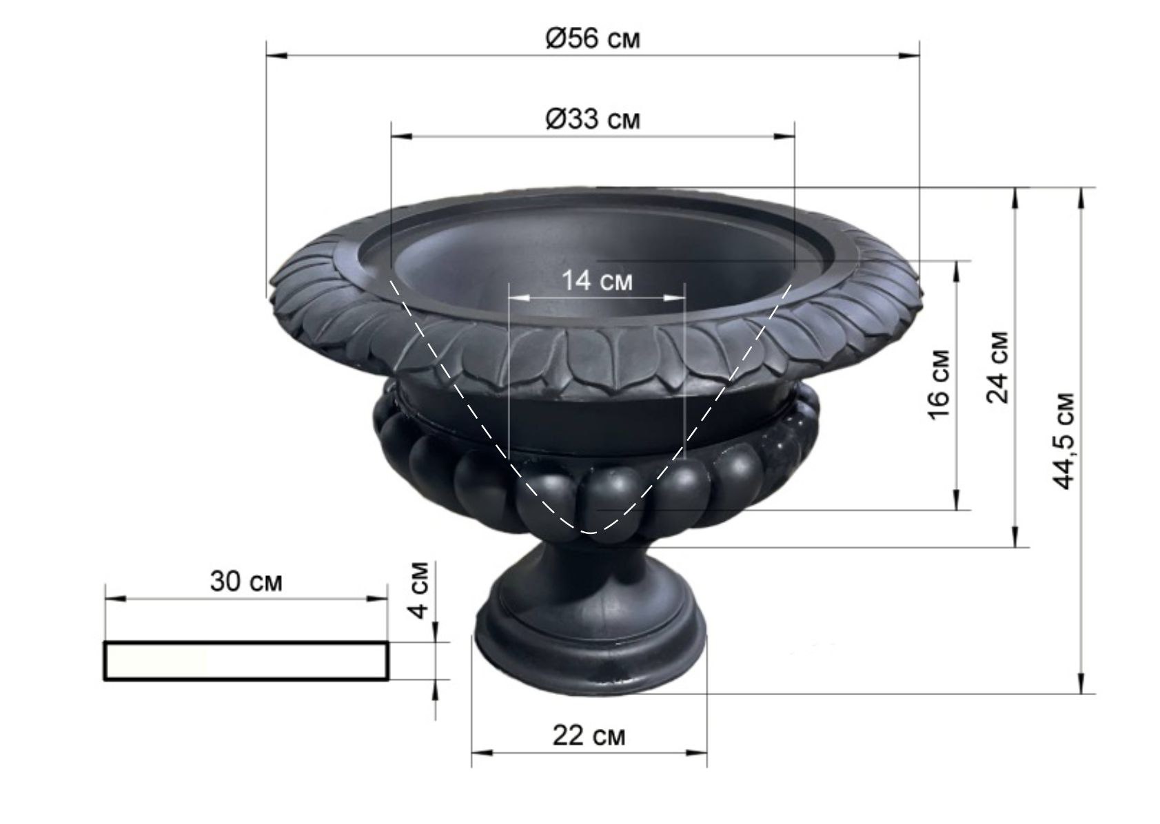 Вазон "Тоскана малый" Ø55 H43 см — бронзовый 5 Вазон "Тоскана малый" Ø55 H43 см — бронзовый — изображение 5