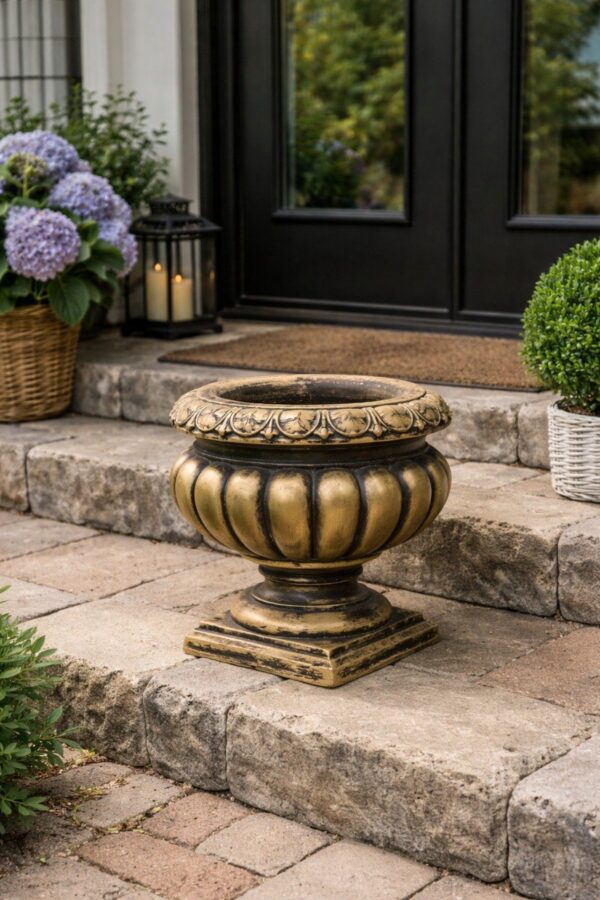 Alternative view of Вазон "Римская чаша" Ø42 H48 см — золотой