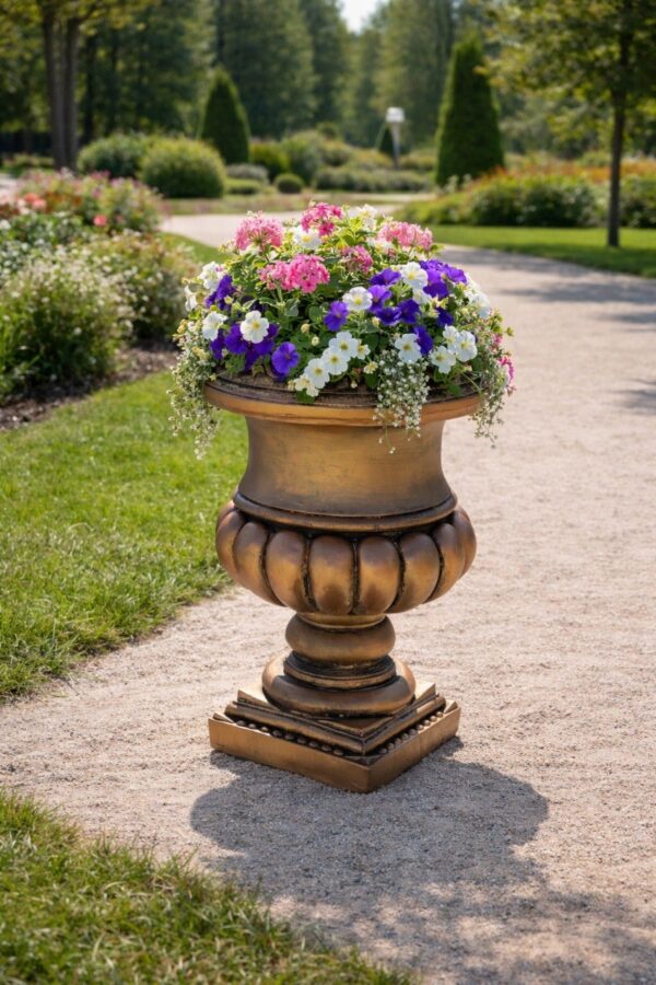 Римская чаша удлинённая черная Ø48 H77 см 13 Вазон для сада, парка, отеля из бетона