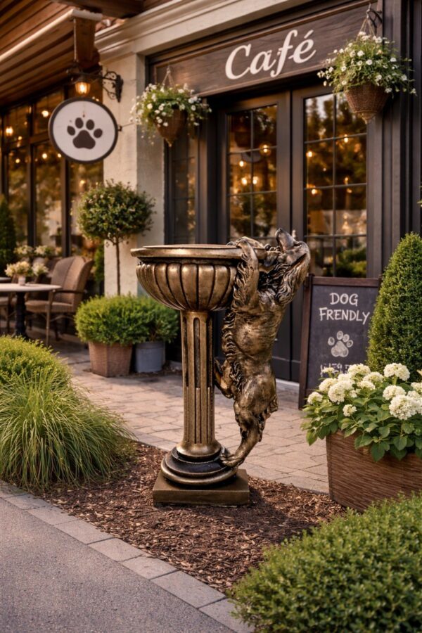 Кашпо с собакой (античная бронза) 120 см 6 kashpo s sobakoj 1