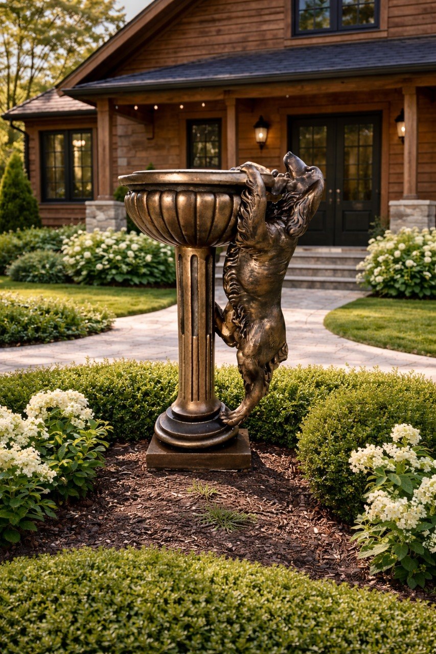 Кашпо с собакой (античная бронза) 120 см 1 Кашпо с собакой для ландшафта и HoReCa