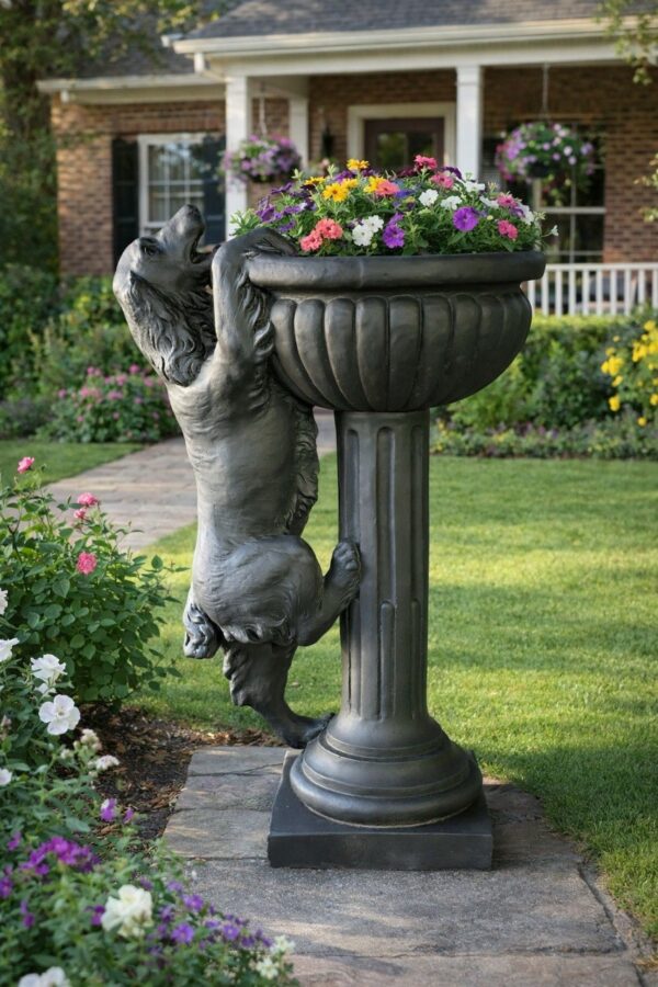 Alternative view of Кашпо с собакой (черный) 120 см