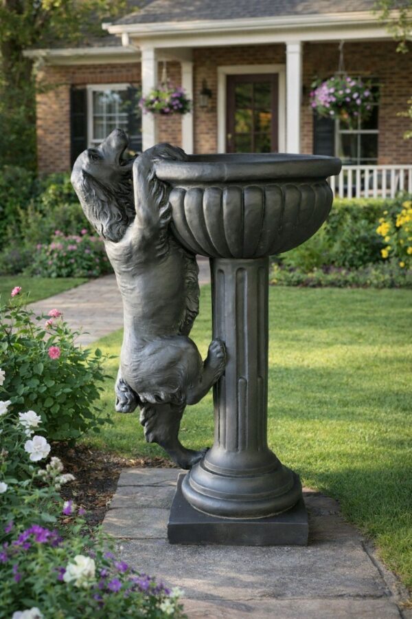 Кашпо с собакой черное садовое
