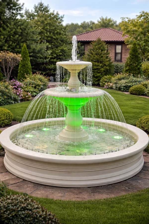 садовый фонтан с цельной чашей