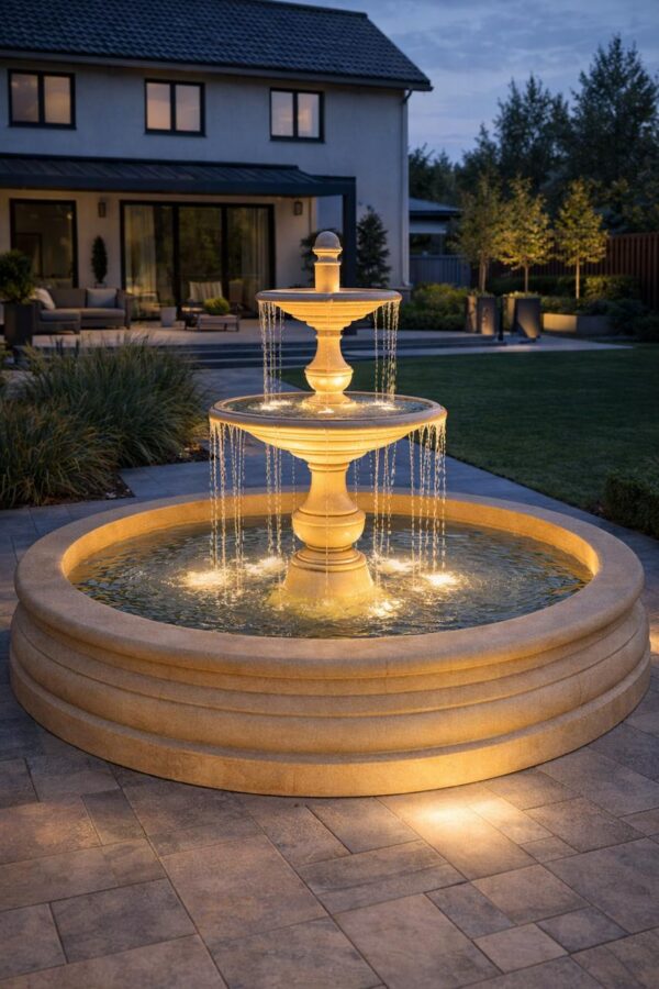 Фонтан Мещерский Ø350 см – бежевый 10 фонтан с подсветкой