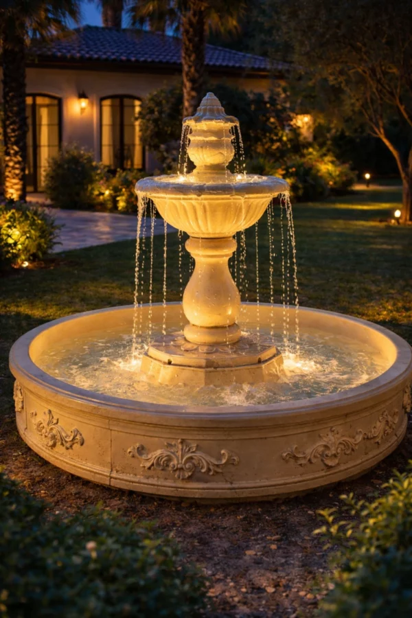 фонтан венеция бежевый с подсветкой 150 см для участка