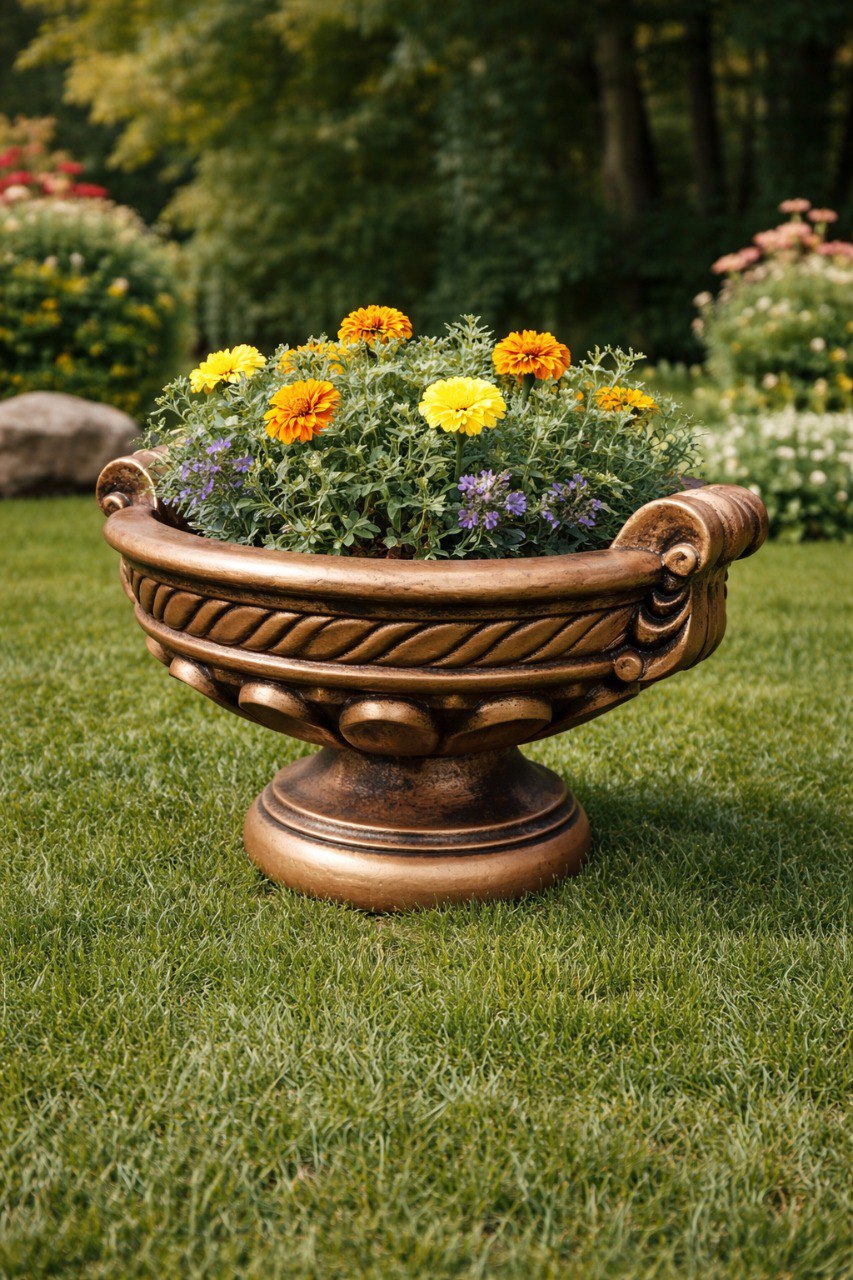 Вазон "Античная ваза" Ø46 H30 см — бронзовый 1 античная ваза для сада