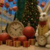 арт-объект заяц с подарками