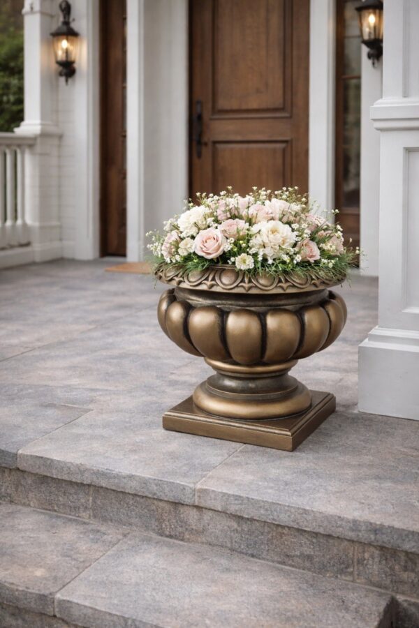 Вазон "Римская чаша" Ø42 H50 см — бронзовый