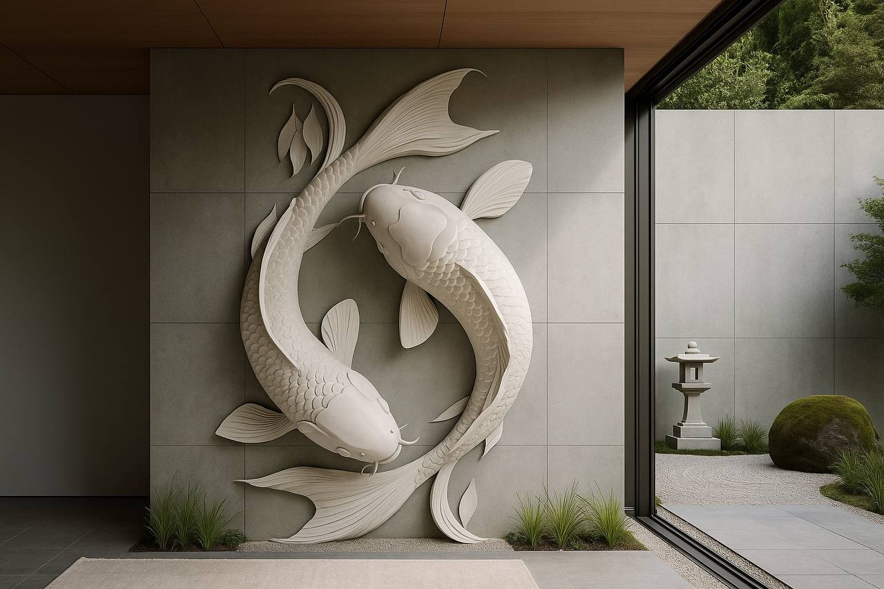 Скульптура "Рыбы Кои" 2 Скульптура рыбы Кои из композита