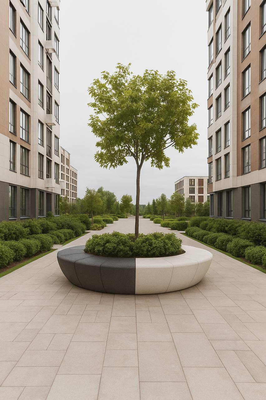 Современный уличный вазон из композита «Луисвилл» — круглая форма 1 Вазон луисвилл